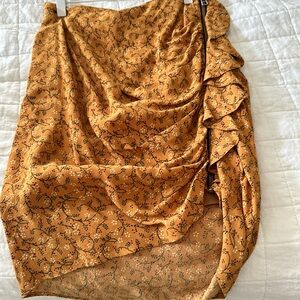 Veronica Beard Spencer Ruched Yellow Floral Skirt, side zipper, size 2